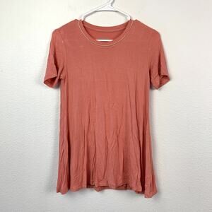 LOGO Lori Goldstein Womens XXS Coral Short Sleeve Tunic Top A-Line Pockets